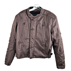 River Road MOTORCYCLE JACKET W/Pads Brown Mens M Vented Quilted insulated liner